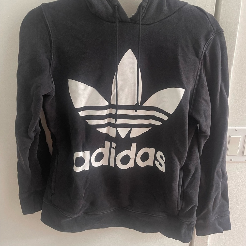 Adidas Charcoal Hoodie with White Trefoil